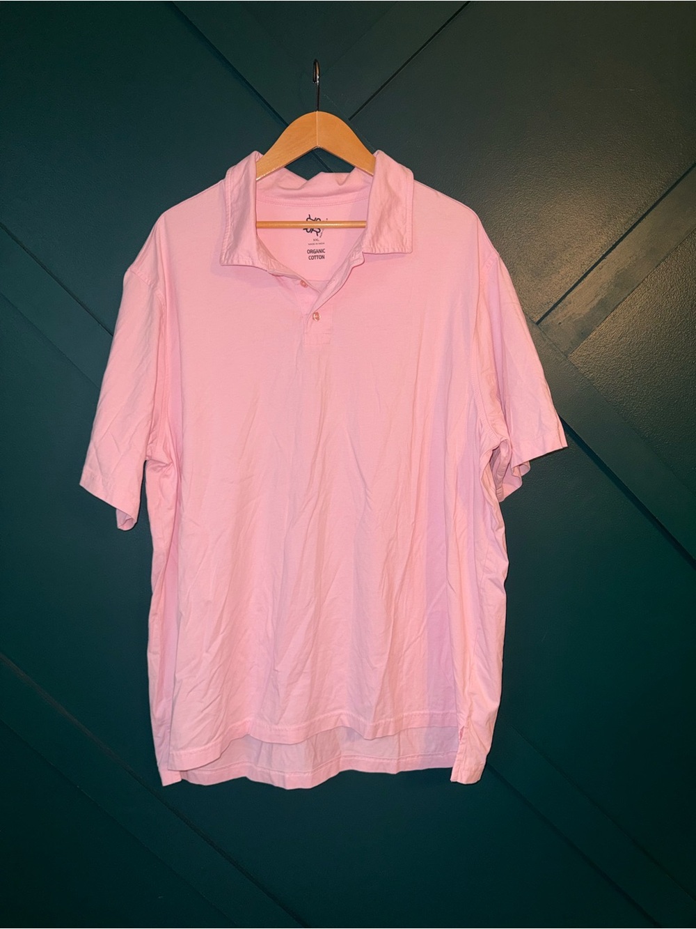 R&R Casual Organic Cotten Men's Classic Short-Sleeve Polo in Light Pink Size XXL